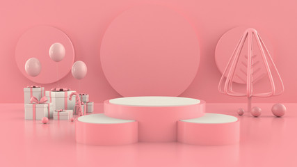 abstract geometric shape christmas tree scene concept decoration 3d rendering