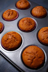 freshly baked homemade muffins in the deck