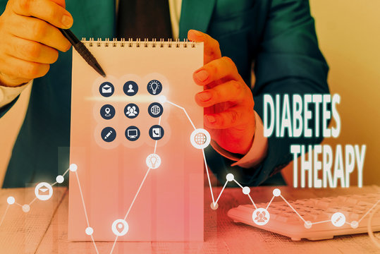Word writing text Diabetes Therapy. Business photo showcasing aim to achieve lower average blood glucose results