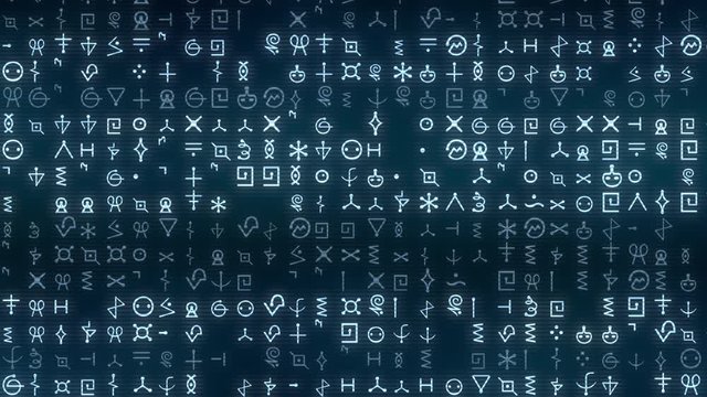 HUD 1034: Heads up display element of scrolling text and code (Loop).