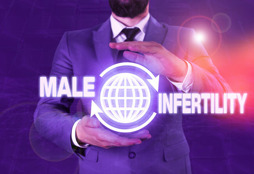 Writing note showing Male Infertility. Business concept for the inability to cause pregnancy in a fertile