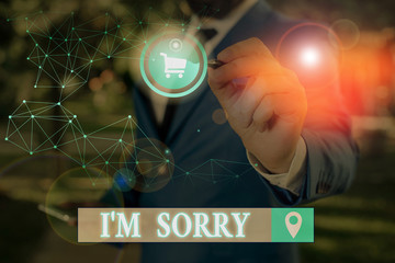 Conceptual hand writing showing I M Sorry. Concept meaning To ask for forgiveness to someone you...