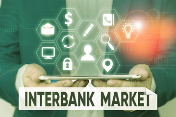 Word writing text Interbank Market. Business photo showcasing forex market where banks exchange...