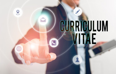 Handwriting text Curriculum Vitae. Conceptual photo a brief account of a demonstrating s is education and qualifications