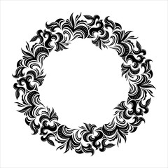 Vector vintage element, round frame for design template. Lux ornament in Victorian style, damascus. Premium floral illustration. Ornate decor, border for invitation, card, logo, label, badge, tatoo