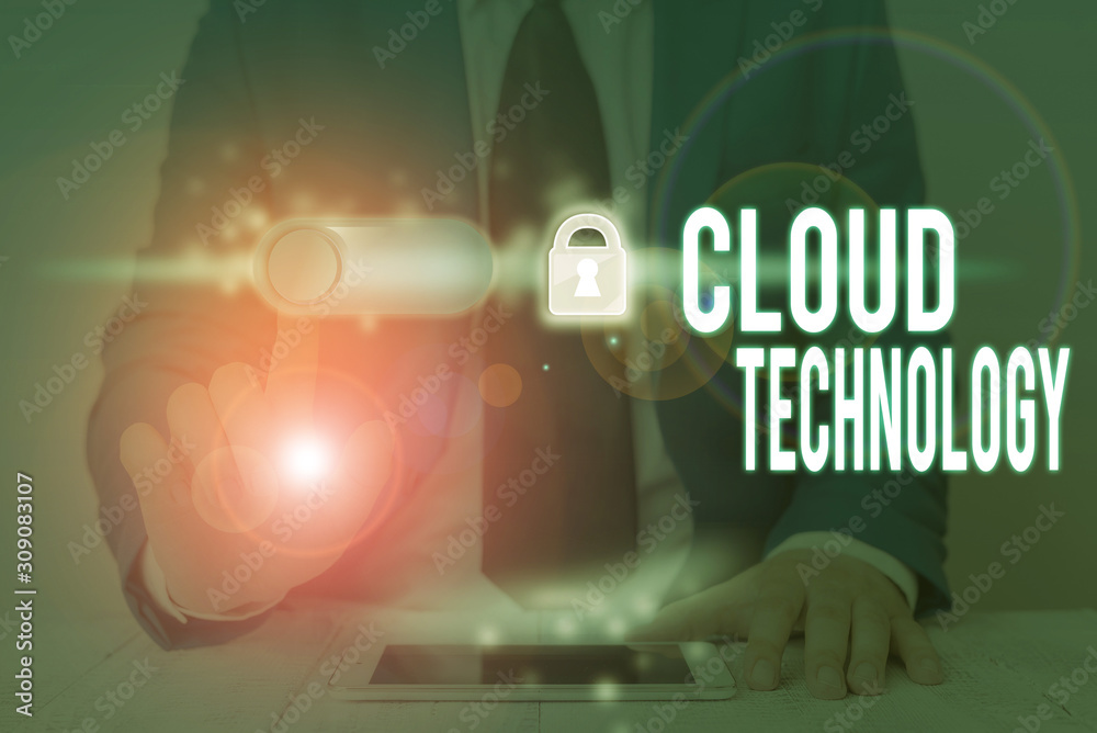 Poster handwriting text writing cloud technology. conceptual photo on deanalysisd availability of computer 
