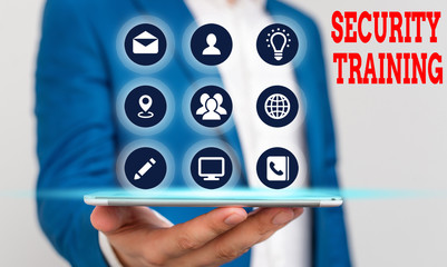 Handwriting text writing Security Training. Conceptual photo providing security awareness training for end users