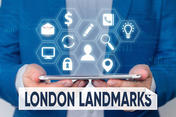 Word writing text London Landmarks. Business photo showcasing most iconic landmarks and mustsee...