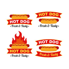 Hot Dog Logo Design Vector Set