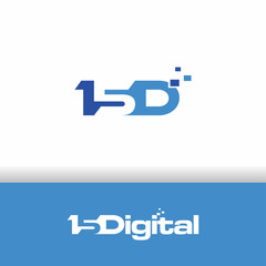 15 digital initials logo, letter 15d logo