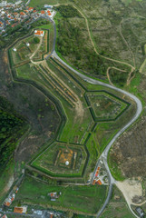 Aerial view of Fort St. Vincent in Torres Vedras, nineteenth century military fortification...