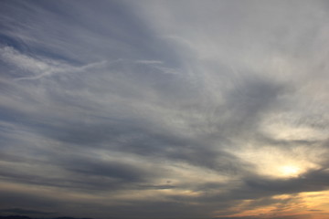 雲の多い夕方の空