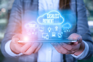 Handwriting text writing Cashless Payment. Conceptual photo transaction will be through electronic media or credit card