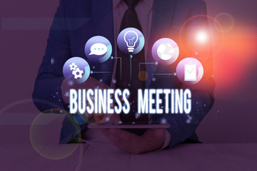 Handwriting text Business Meeting. Conceptual photo gathering of two or more showing to discuss business ideas