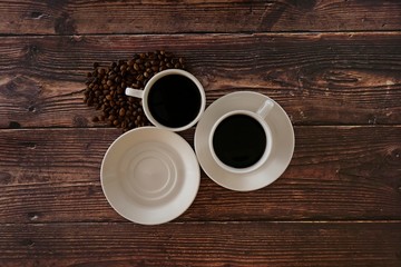 cup of coffee on wooden table