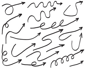 Set of Hand drawn vector arrows  doodle on white background.design element vector illustration.