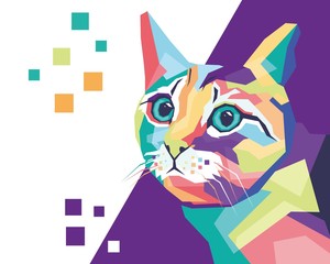 Colorful awesome Cats style in wpap pop art