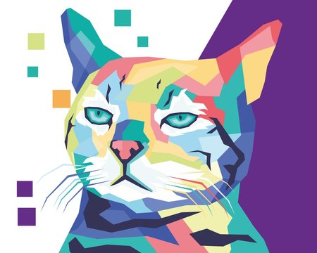 Colorful awesome Cats style in wpap pop art