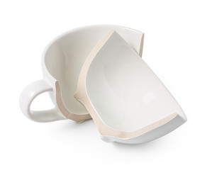 Broken Bowl isolated on white background, with clipping path.