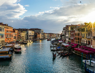 grand canal in venice at sunset