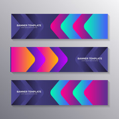 Gradient banner template modern cool shape neon glow, Applicable for Banners, Header, Footer, Advertising