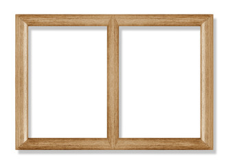 brown wooden frame isolated on white background with clipping path