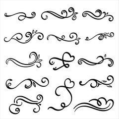 Invite Ornamental curls, swirls divider and filigree ornaments vector design collection for wedding invitation and calligraphy decoration.