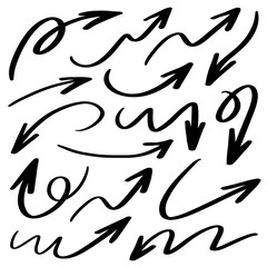 Hand drawn arrow vector icons set. sketch arrow design for business plan and education.