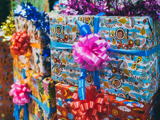 Colorful gift boxs background.