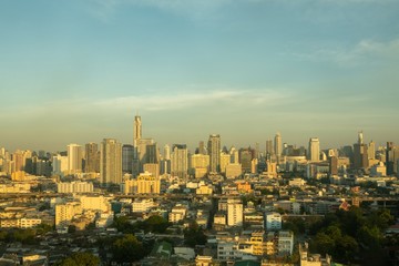 Bangkok skyscraper on sunset.