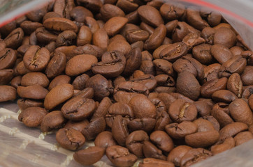 roasted coffee beans close-up