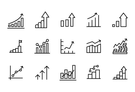 Simple set of growth modern thin line icons.