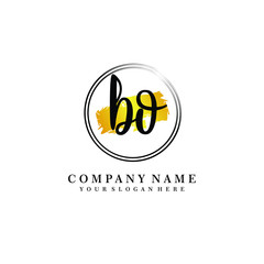 Initial BO handwriting logo, and brush circle template 
