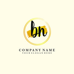 Initial BN handwriting logo, and brush circle template 
