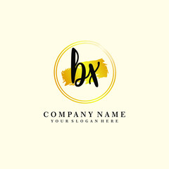 Initial BX handwriting logo, and brush circle template 