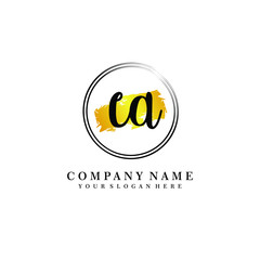 Initial CA handwriting logo, and brush circle template 
