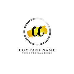 Initial CC handwriting logo, and brush circle template 