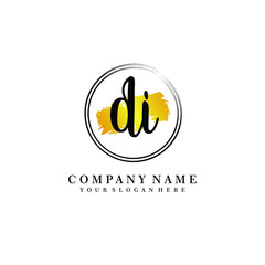 Initial DI handwriting logo, and brush circle template 