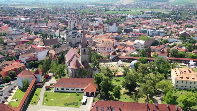 Aerial view of Medieval Fortress and the city of Targu Mures, Romania