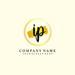 Initial IP handwriting logo, and brush circle template 