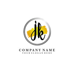Initial JK handwriting logo, and brush circle template 