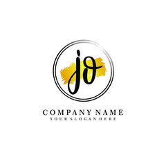 Initial JO handwriting logo, and brush circle template 
