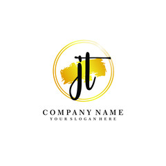 Initial JT handwriting logo, and brush circle template 