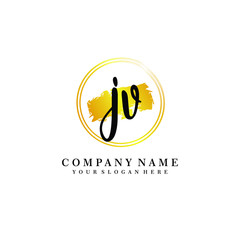 Initial JV handwriting logo, and brush circle template 
