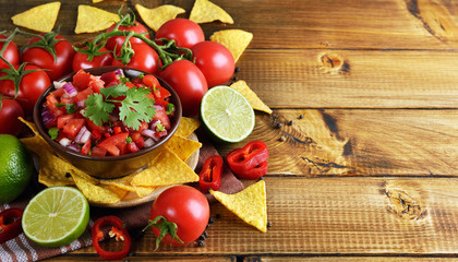 Salsa with corn nachos