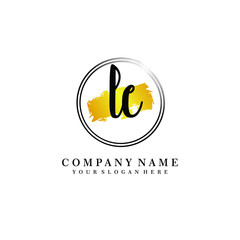 Initial LC handwriting logo, and brush circle template 