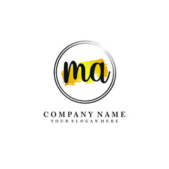 Initial MA handwriting logo, and brush circle template 