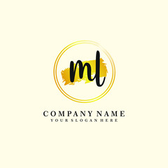 Initial ML handwriting logo, and brush circle template 