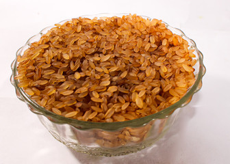 Close up Rice devzira Red with white background 