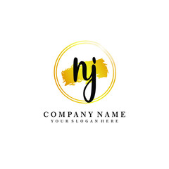 Initial NJ handwriting logo, and brush circle template 